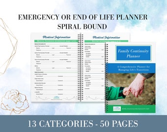 Spiral bound end of life and vital information organizer, comprehensive emergency planner, easy-to-use last wish binder, estate plan binder