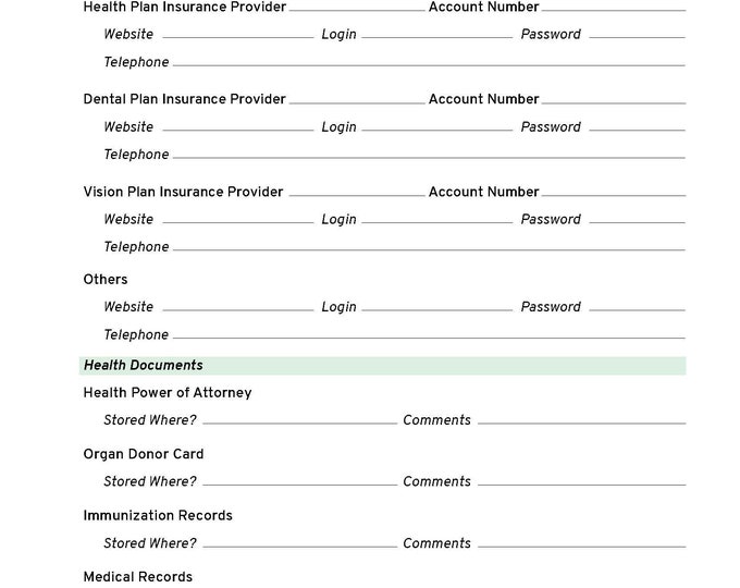 Doctos Checklist Medical Information Checklist (fillable). Track All Medical Information ...