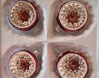 Serie "Nostalgie" 6cm Reflex bordeaux/silber/gold 4er Set