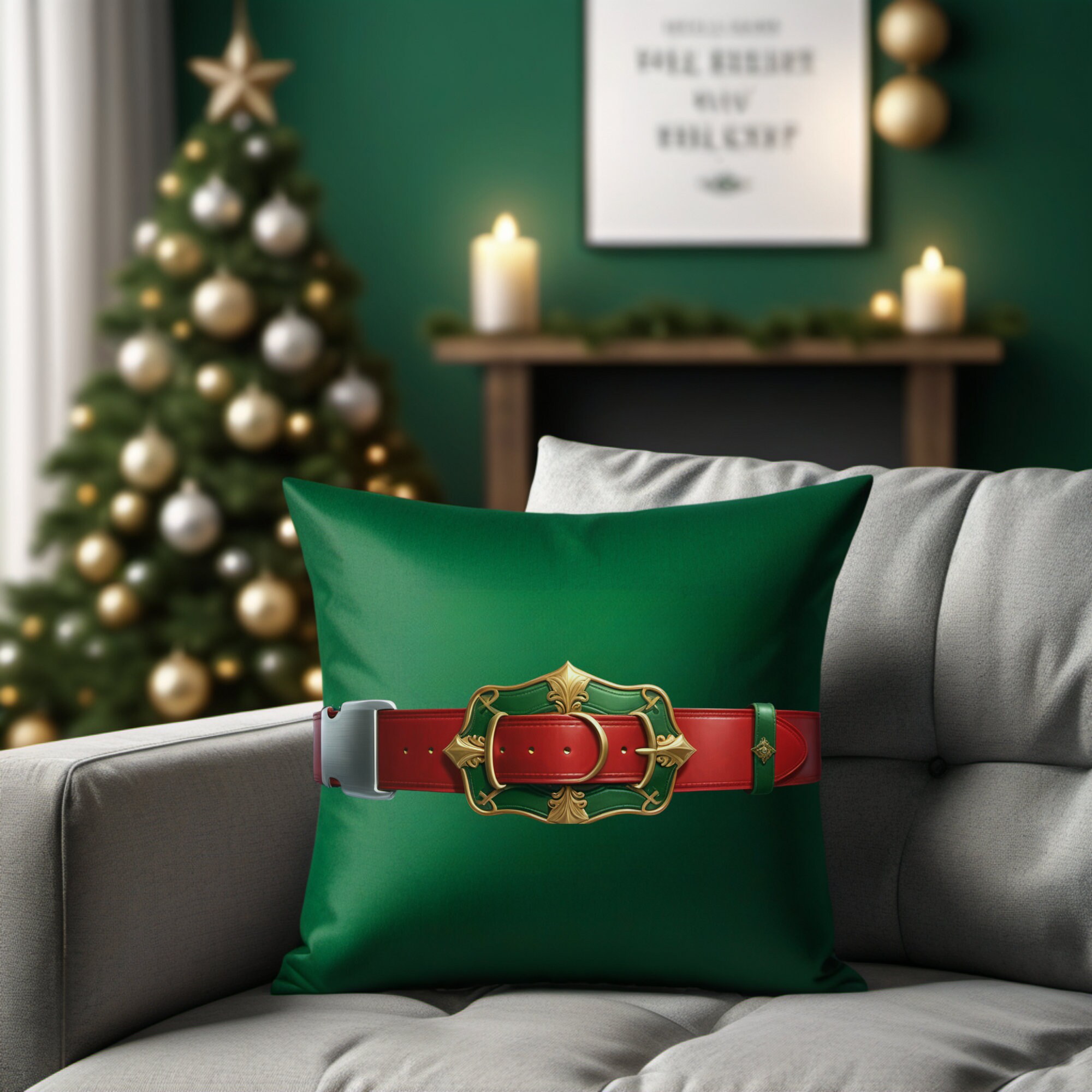 Santa belt pillow top