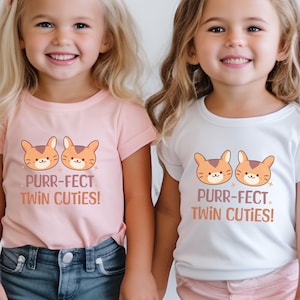 Twin Toddler T-shirt, Cute Outfit for Twins, Matching Kids Shirts, Bro Sis Apparel, Birthday Clothes, Twin Parents Gift, Twin Boy Girl Tee