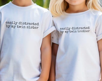 Twin Toddler Shirt, Boy Girl Outfit, Brother Sister Kids T-shirt, Gift for Twins, 1st Birthday Tee, Identical Fraternal, Unisex Kid Clothes