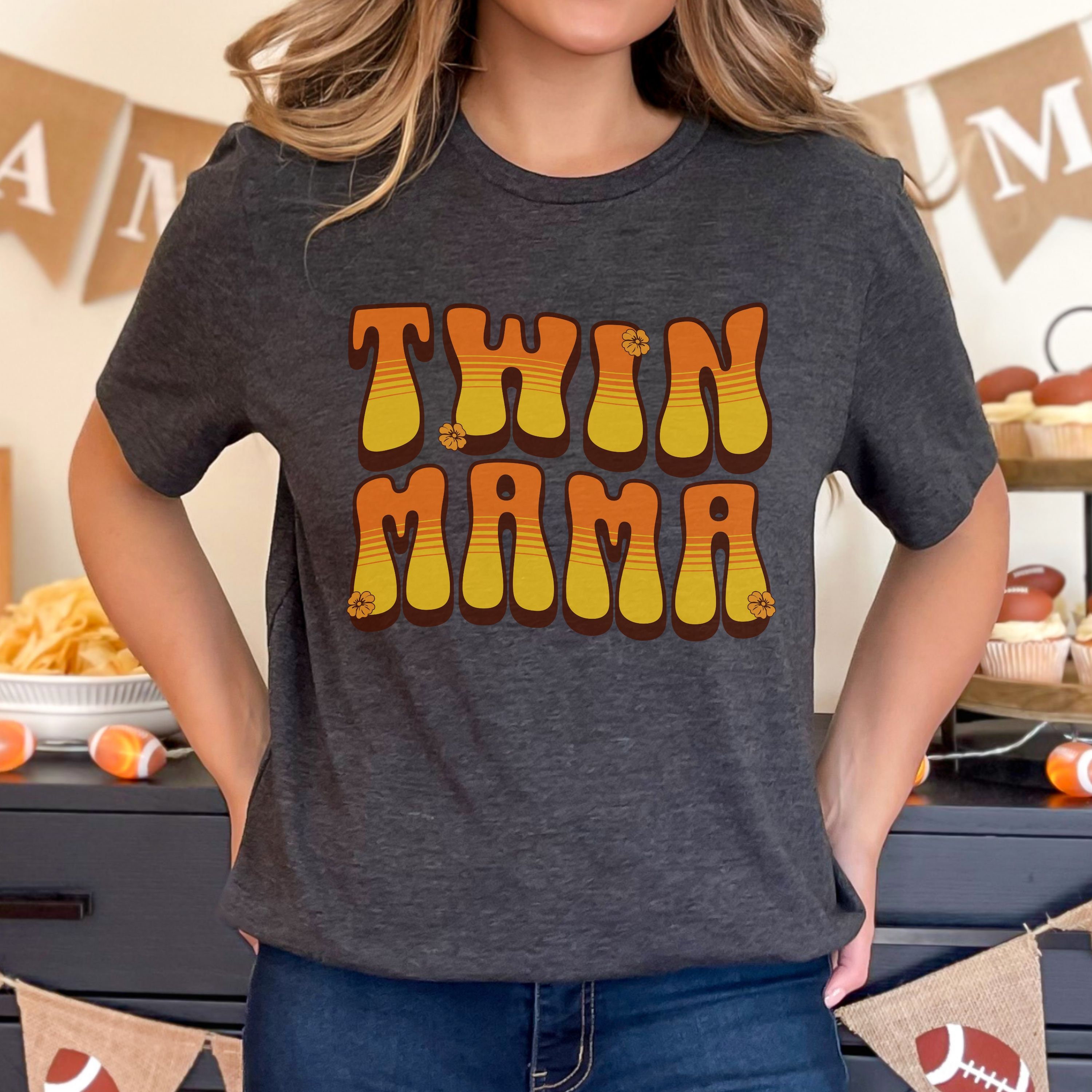 Retro Twin Mama Shirt, Twin Mom Tee, Mom Twin Girls T-shirt, Twin