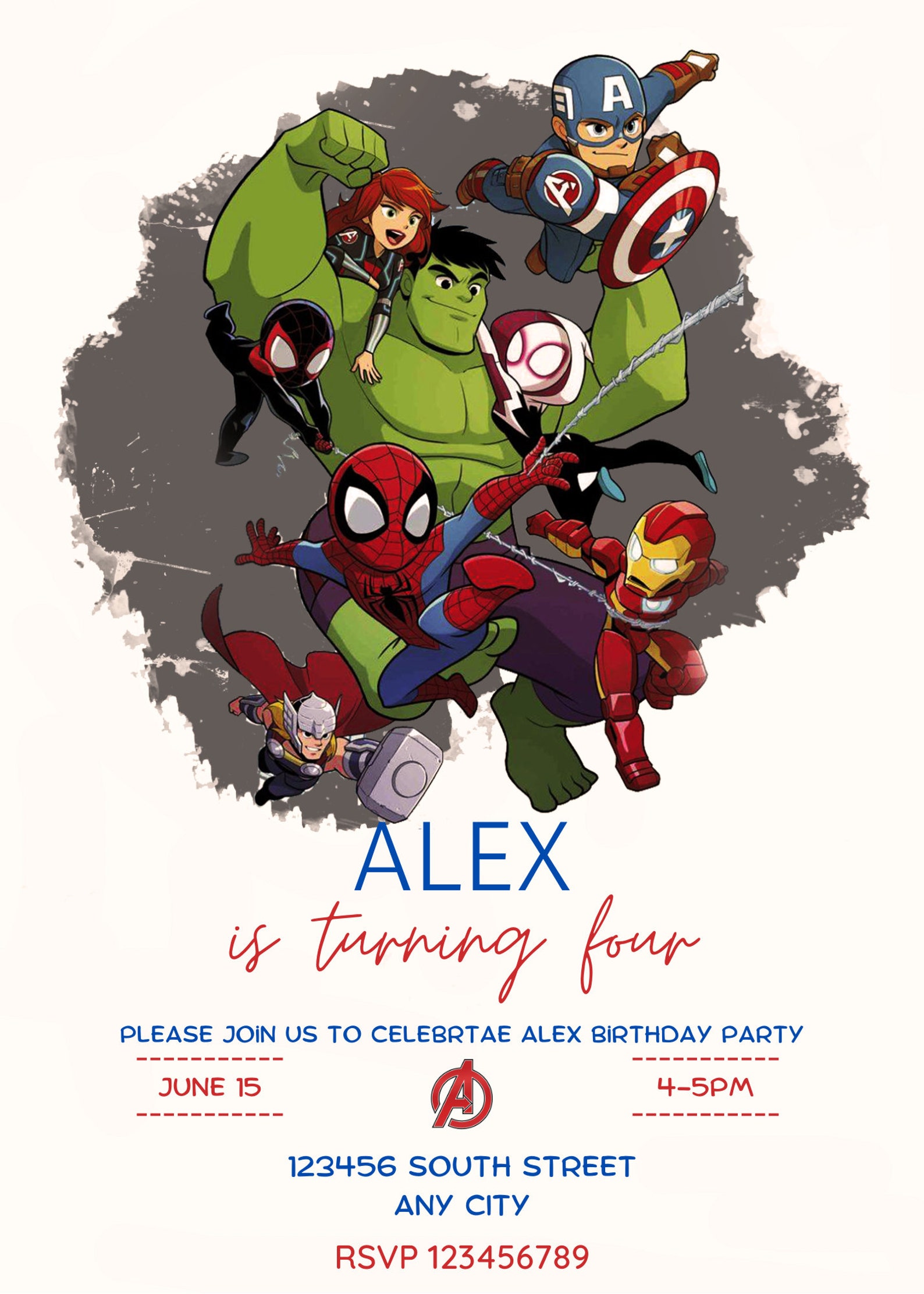 Editable Avengers Birthday Invitation Template, Printable Birthday