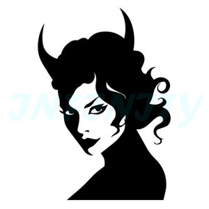 Black and white devil silhouette, print, stamping, sticker Digital download file SVG, PNG, DXF, Jpg, vector file