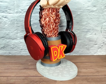 Donkey Kong - Headphone Stand accesorio de juego de Nintendo impreso en 3D soporte para auriculares