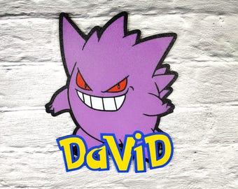 Gengar children's room door or wall sign, PERSONALIZED with the name you want.