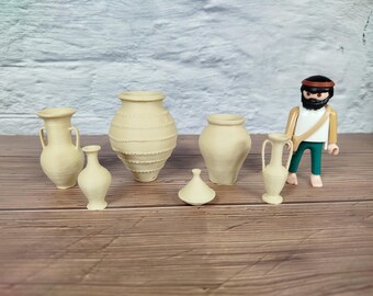 Playmobil Custom Lote de vasijas, tinajas egipcias, tajín árabe ideal para belén