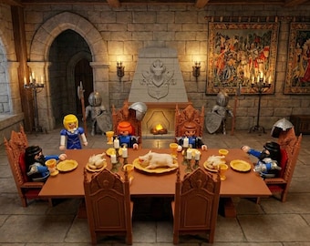 Playmobil Custom accessories medieval castle banquet hall with fireplace