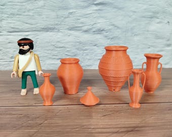Playmobil Custom Lote de vasijas, tinajas egipcias, tajín árabe ideal para belén
