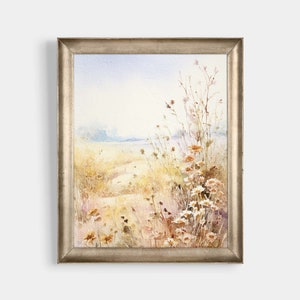 Wildblumen Wandkunst, Warme Blumendrucke, druckbare Wandkunst, Wildblumendruck, Warmes farbiges Ölgemälde, Klassische Naturmalerei, JP0342