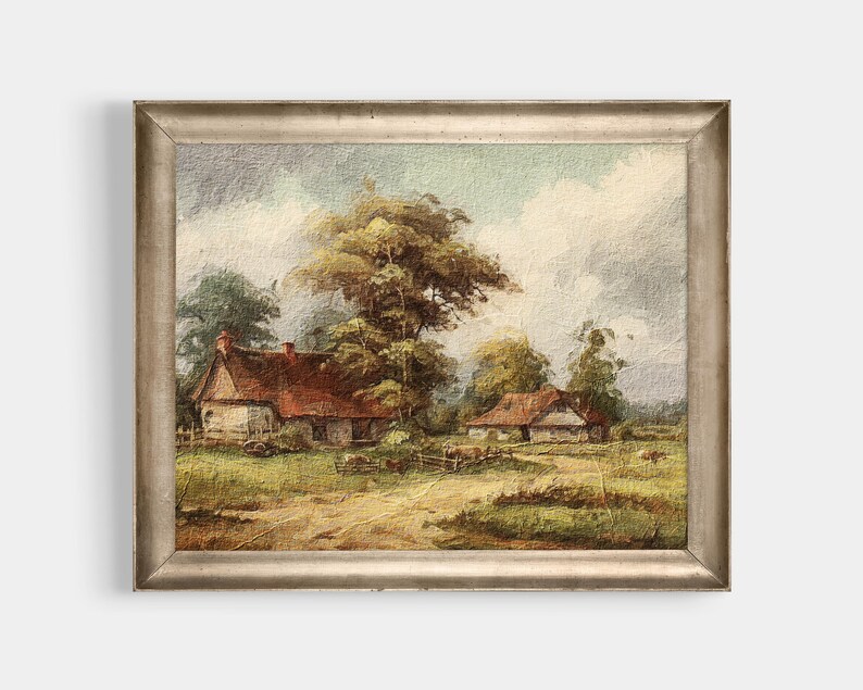 Old German Farm Painting, Printable Wall Art, Vintage Farmhouse Style ...