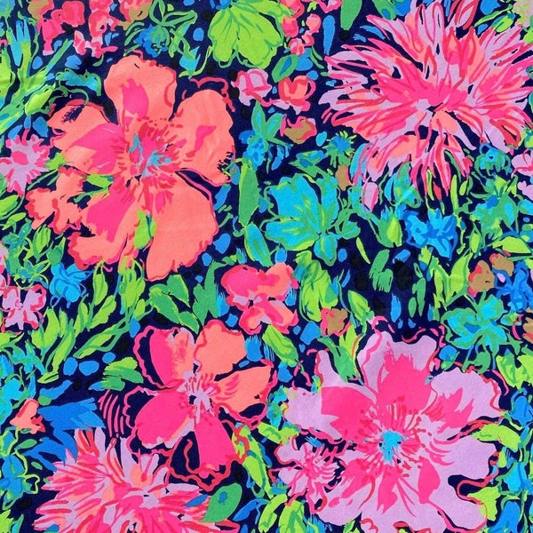 Fabric “Summer Flowers ” #168  LP - Cotton Terry Knit