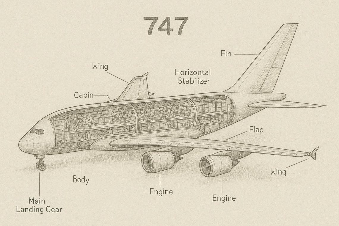 Object 747 Boeing 747 Cross Section Blueprint, Aviation Wall Art (digital Download ...