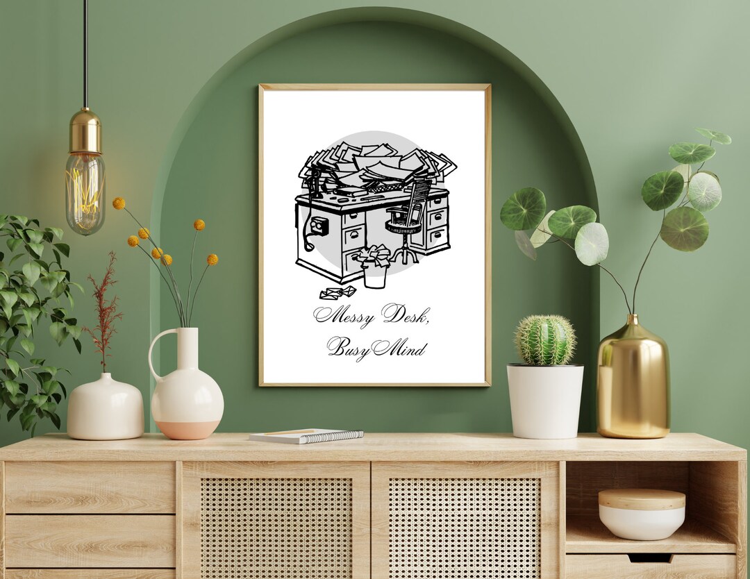 Office Wall Art Messy Desk Sign Messy Desk Busy Mind. Etsy
