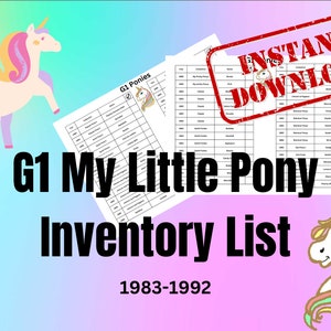 My Little Pony Sammelliste Inventar, Logbuch, Zeichne deine Sammlung auf. MLP Sammelvordruck, Zeckenbögen G1 Ponys 1982-1992 15 Bogen