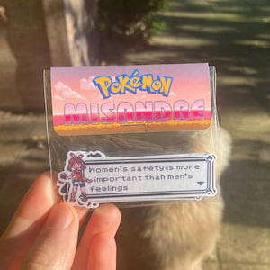 Confezione da 9 adesivi con citazioni femministe misogini in stile Pokemon girl power