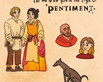 Medieval Pention style illustration, personalized engraved style art, family and couple illustration, medieval vintage gift for family [DIGITAL]