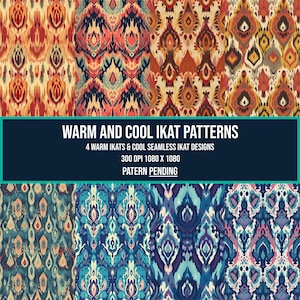 Warm & Cool Ikat Patterns 8 Pack