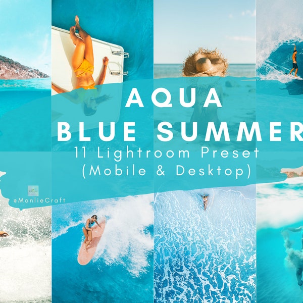 11 Aqua Mobile & Desktop Lightroom Presets  | Vacation Preset | Beach Preset | Ocean Preset | Summer Preset | Aqua Blue Preset | Instagram
