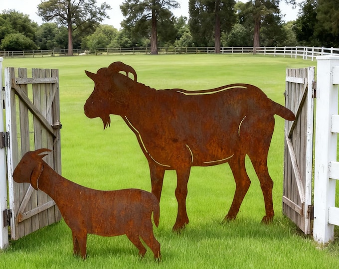 Rusty Metal Ram Garden Stake, Rusted Goat Steel Sculpture, Lamb Yard Art, Outdoor Decor, Rustic Farmhouse Garden, Unique Gift for Gardeners
