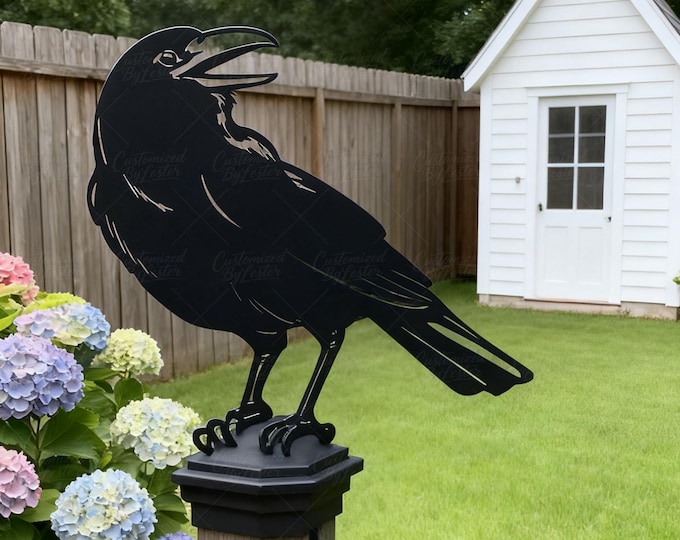 Black Metal Raven Garden Fence Stakes, Gothic Border Edge, Witchy Cemetery Decor, Dark Gothic Yard Art, Halloween Unique Garden Markers