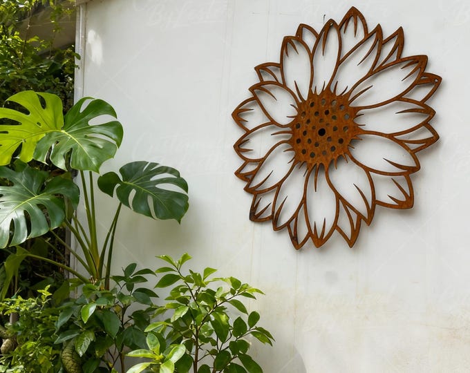 Rustic Metal Sunflower Wall Hanging, Sunflower Wall Art, Garden Style Decor, Brown Sunflower, Farmhouse Decor, Gift for Sunflower Lover