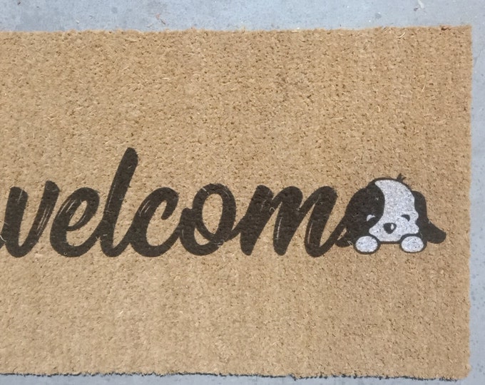 Welcome Doormat, Dog Decoration, Beach House Decor, Customized Doormat, New Home Decor, Housewarming Gift, Beach House Door Mat