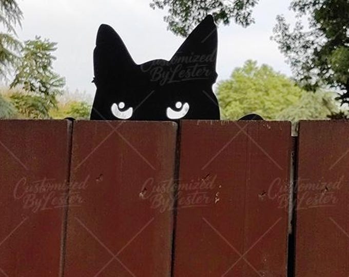 Black Metal Peeking Cat Garden Stake, Playful Kitty Head Sculpture, Whimsical Yard Art, Outdoor Cat Lover Decor, Cat Lover Gifts