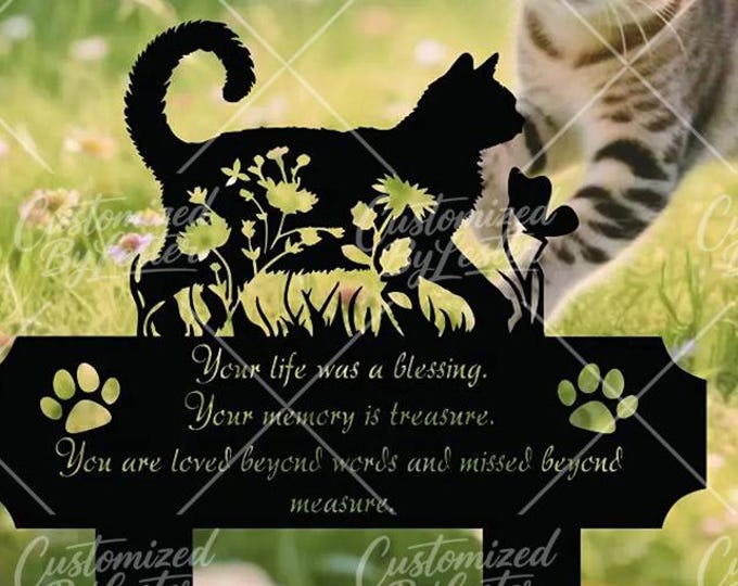 Black Metal Cat Memorial Stake, Cat Memorial Stake for Outdoor Garden, Black Iron Pet Sympathy Gift, Garden Memorial for Beloved Cats
