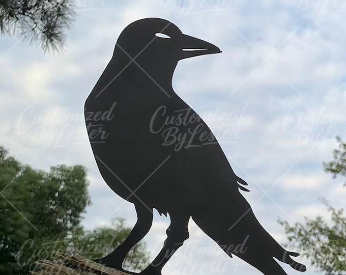 Black Metal Raven Garden Stake, Gothic Staring Crow Statue, Overlook Sentinel Yard Art, Halloween Outdoor Decor, Witchy Home Gift