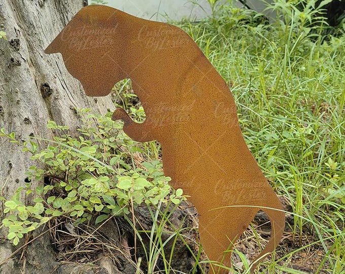 Rusty Metal Cat Garden Stake,  Looking Down Cat Sculpture, Vintage Rusty Iron Cat Stake, Outdoor Yard Art, Vintage Cat Decor, Garden Statue