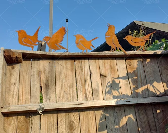 Rusty Vintage Bird Garden Decor Sets, 5 PC Set Birds Garden Stake, Handmade  Birds Silhouette Art, Steel Bird Sculptures, Gifts for Her