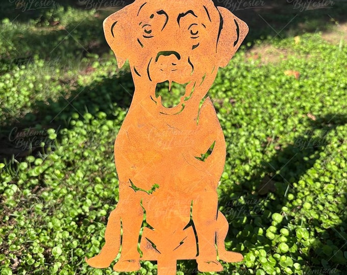 Rusty Metal Labrador Dog Garden Stake, Vintage Rust Finish Labrador Retriever Metal Stake, Metal Dog Statue, Patio Art Decor, Dog Lover Gift