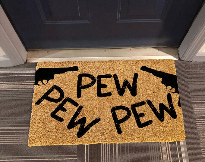 Pew Doormat, Housewarming Gift, Wedding Gift, Newlywed, Anniversary Gift, Personalized Doormat, Door Mat