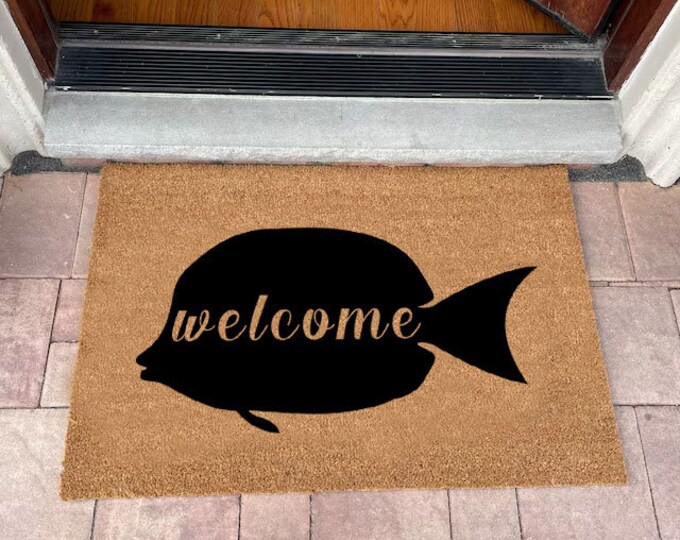 Fish Welcome Doormat, Coir Doormat, Custom Door Mat For Front Door, Personalized Custom Doormat