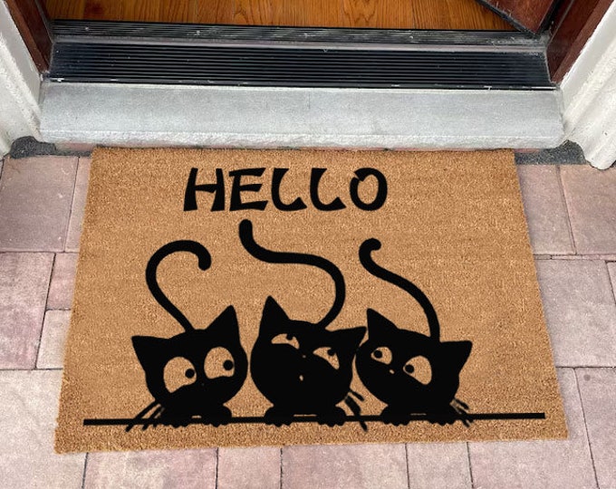 Hello Doormat, Welcome Mat, Housewarming Gift, Wedding Gift, Anniversary Gift, Custom Doormat