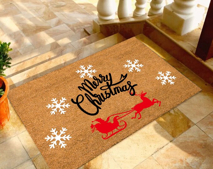 Merry Christmas Doormat, Custom Shop Logo Mat, Personalized Gift, Custom Door Mat For Front Door, Personalized Home Decor