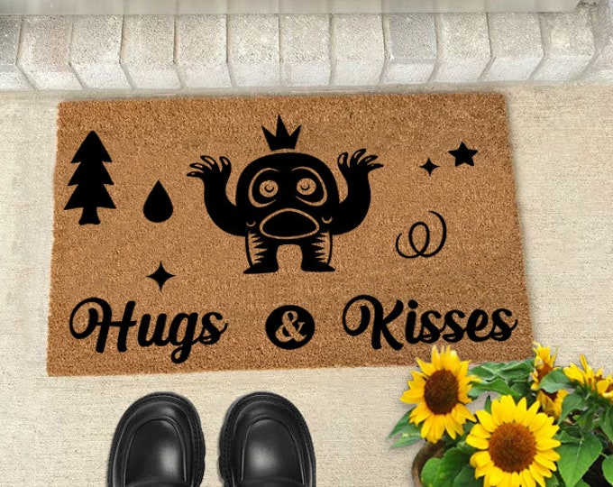 Hugs Kisses Doormat, Personality Doormat, Welcome Door Mat, Funny Doormat, Welcome Mat, Unique Birthday Present, Housewarming, Funny Gift