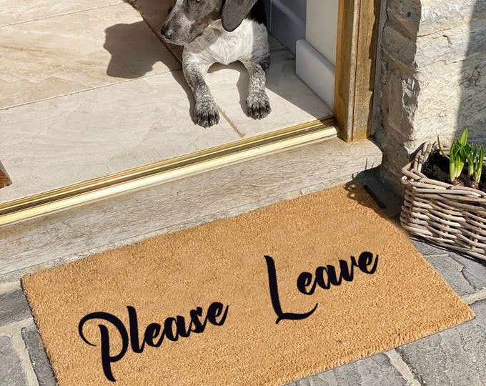 Please Leave Doormat, Go Away Doormat, Funny Doormat, Personalized Gift, Custom Door Mat For Front Door, Painted Doormat, Welcome Mat