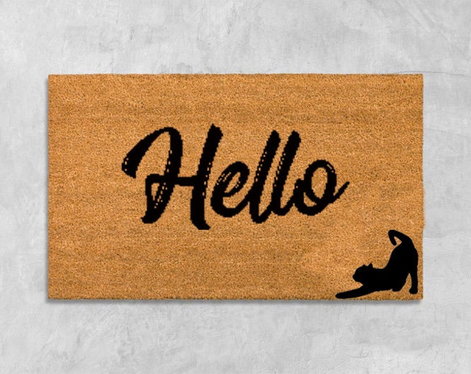 Hello Doormat, Custom Doormat, Personalized Gift, Painted Doormat For Housewarming Gift, Personalized Doormat