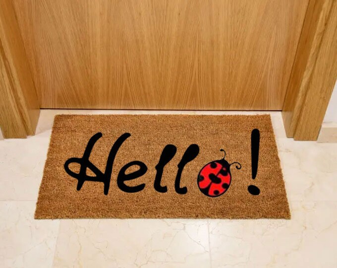 Hello Doormat, Hello Welcome Mat, Housewarming Gift, Cute Doormat, Outdoor Doormat, Funny Doormat, Front Door Decor