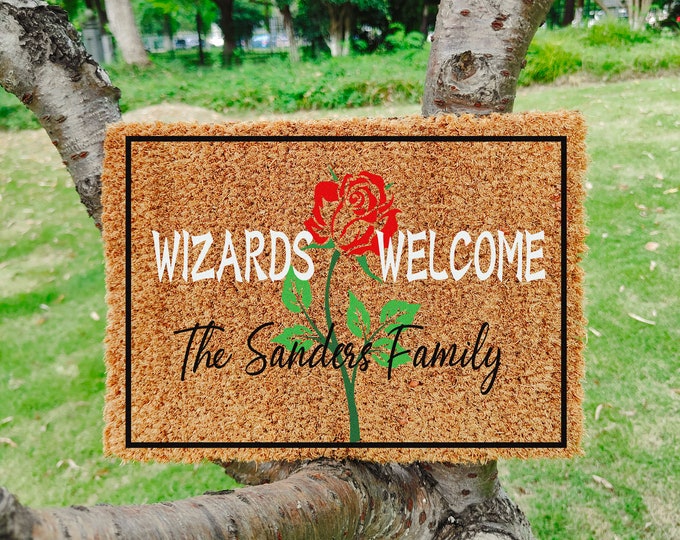 Wizards Welcome Muggles Tolerated Welcome Mat, Personalized Gift, Custom Door Mat For Front Door, Painted Doormat For Housewarming Gift