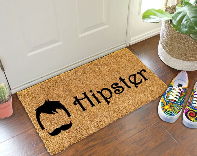 Hipster Doormat, Personalized Doormat, College Housewarming, Funny Doormat, Welcome Doormat, Cute Doormat, Housewarming Gift Doormat