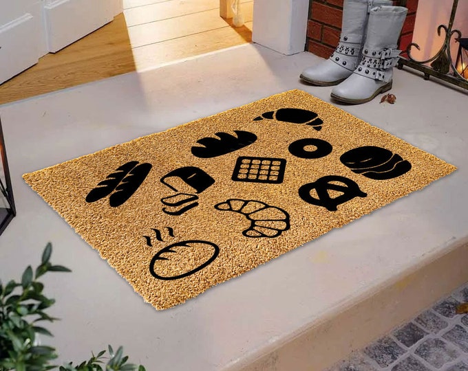 Bread Party Doormat, Funny Doormat, Personalized Gift, Custom Door Mat for Front Door, Painted Doormat for Housewarming Gift