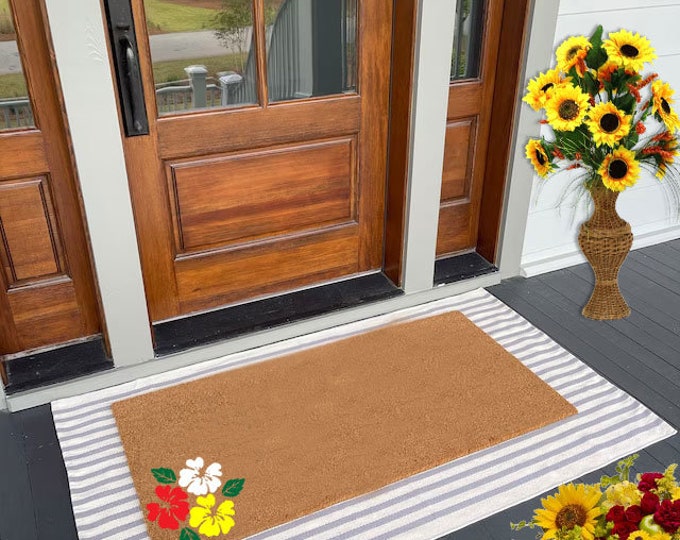 Tricolor Flower Doormat, Welcome Mat, Fall Decor, Door Mat, Doormats Outdoor, Fall Doormat For porch