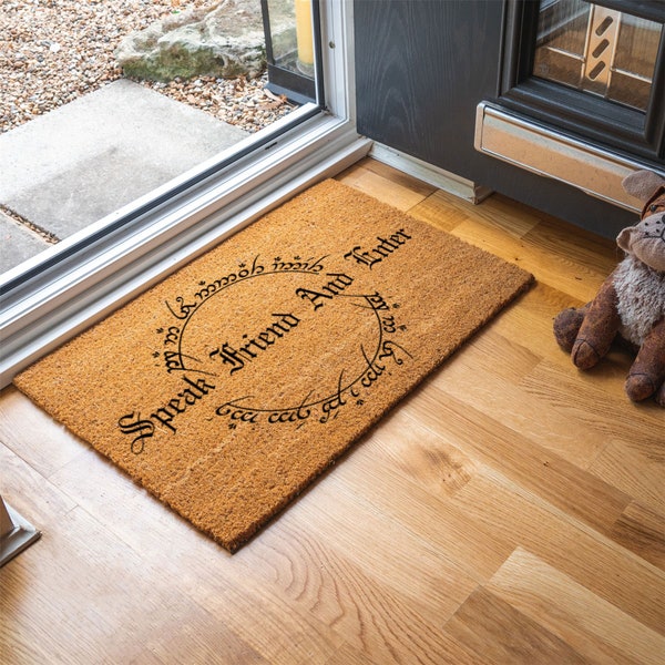 Speak Friend And Enter Doormat, Coir Doormat, Housewarming Gift, Personalized Custom Doormat, Front Doormat, Customize Doormat