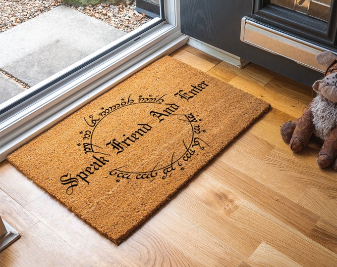 Speak Friend And Enter Doormat, Coir Doormat, Housewarming Gift, Personalized Custom Doormat, Front Doormat, Customize Doormat