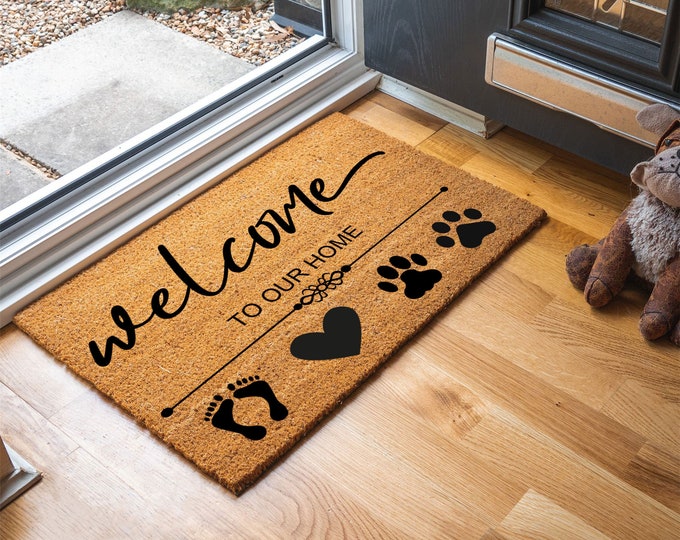 Welcome To Our Home Doormat, Welcome Doormat, Front Doormat, Customize Doormat, Housewarming Gift