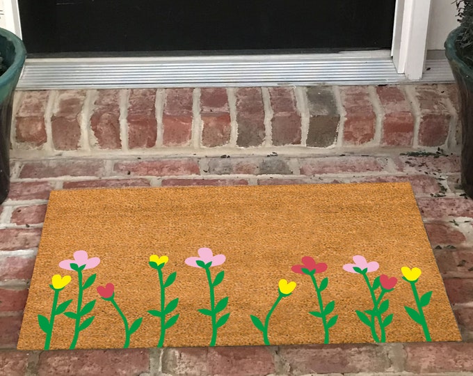 Flower Doormat, Custom Door Mat, Green Doormat, Welcome Doormat Outdoor, Funny Doormat